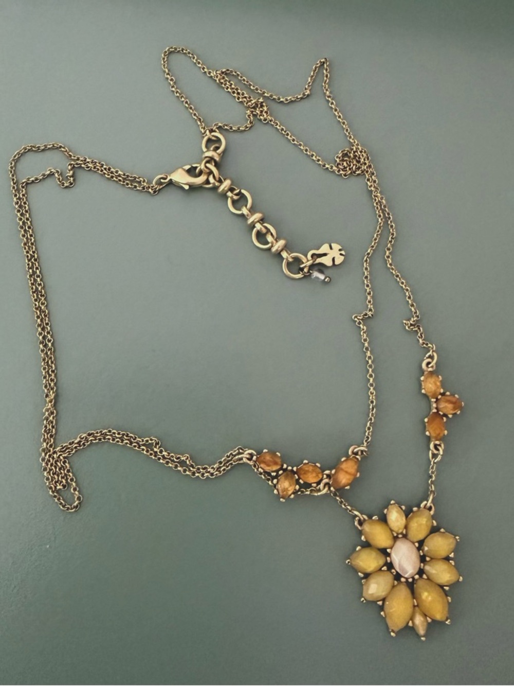 Lucky Brand Vintage Collection Gold-Tone Flower-Pendant Two-Strand Necklace